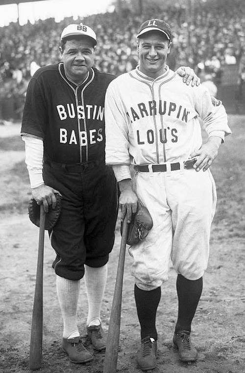Babe Ruth and Lou Gehrig - Waco Texas (1929 Photo)